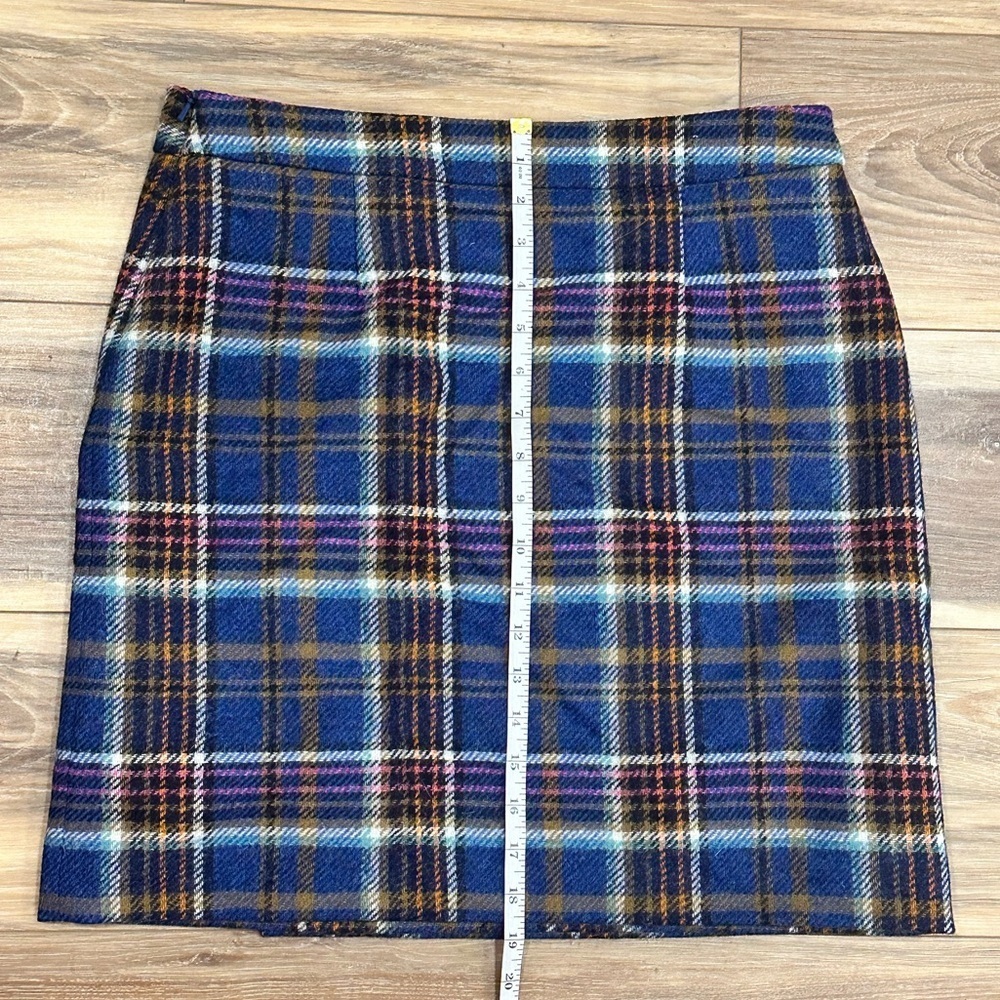 Boden British Tweed By MOON Blue Plaid Tartan Wool Mini Skirt 8 Regular - Picture 9 of 9
